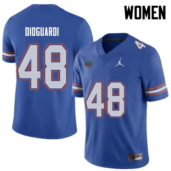 Women's NCAA Florida Gators Brett DioGuardi #48 Stitched Authentic Jordan Brand Royal College Football Jersey XMI4765ID